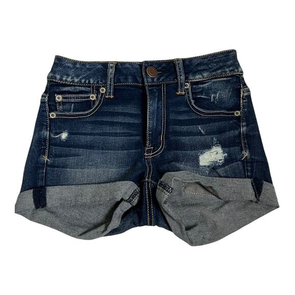 American Eagle Super Stretch Jean shorts Basic Casual Denim 0 - Picture 1 of 4